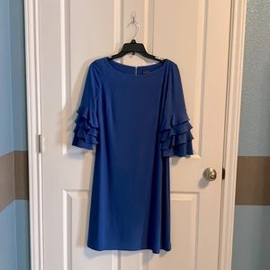 Cobalt blue dress with sleeve detail and back zipper,Size 8, Great condition!